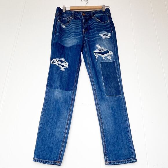 AEO Tomgirl Button-fly Distressed Patchwork Skinny Jeans Women’s Size 2 - Picture 1 of 12